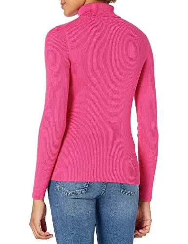 Amazon Essentials Women's Slim-Fit Lightweight Long-Sleeve Turtleneck Sweater, Bright Pink, X-Small