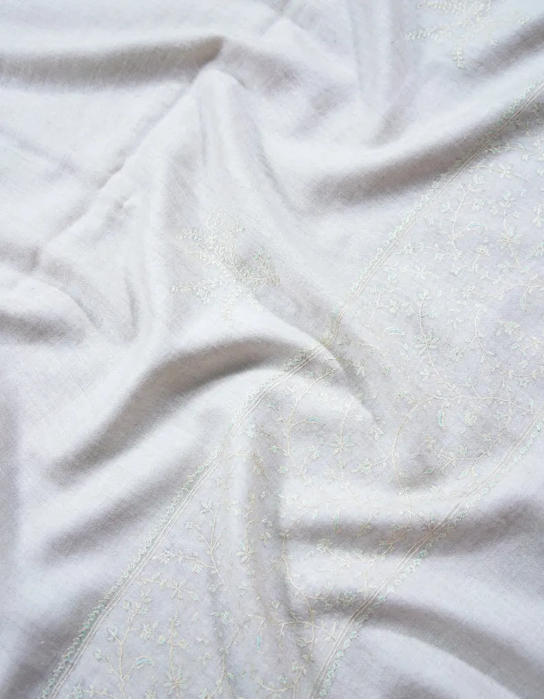 anti-flash white embroidery pashmina stole 8902
