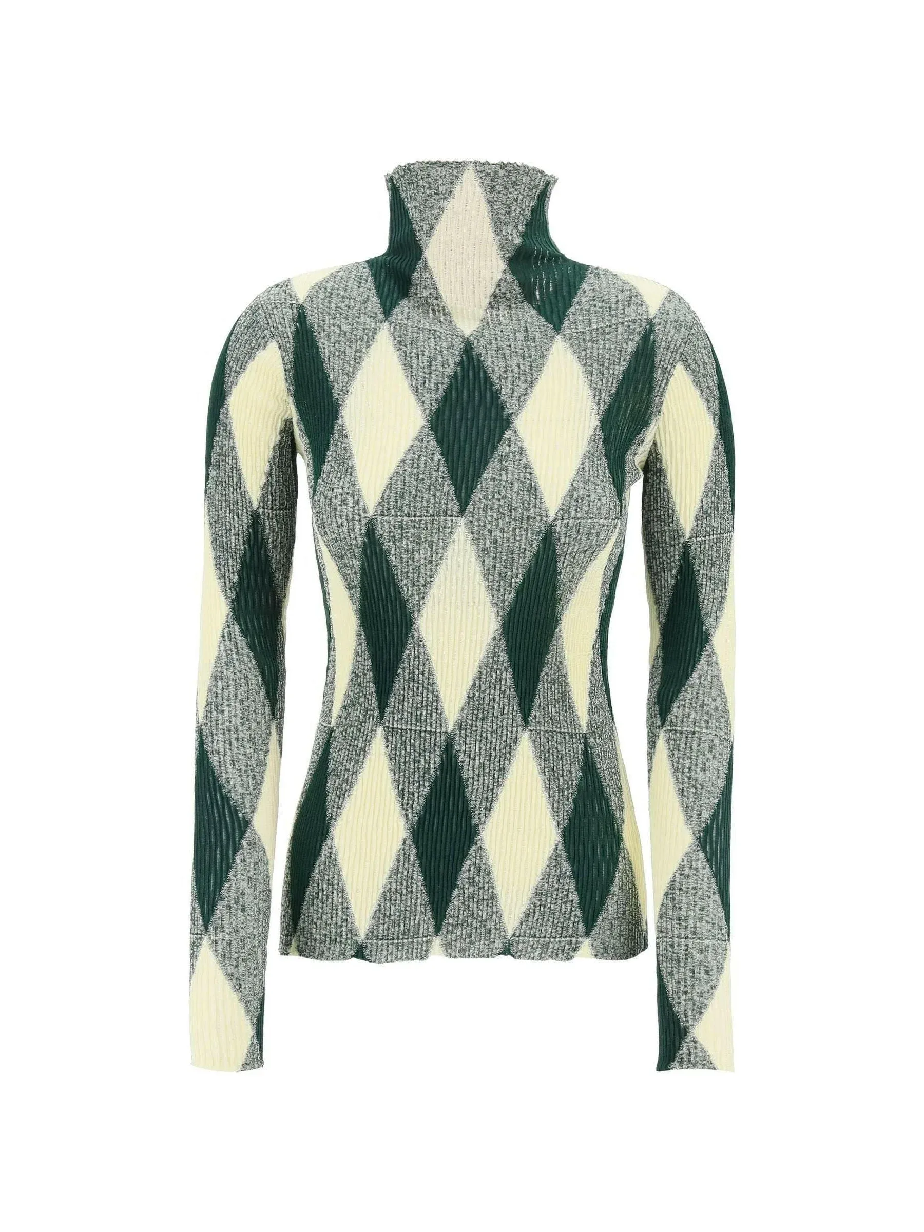 Argyle Knit Turtleneck Sweater