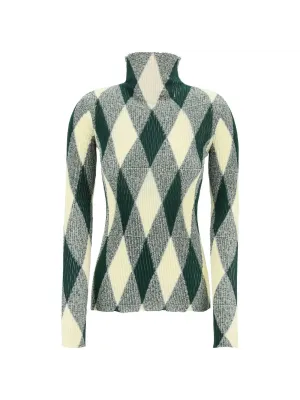 Argyle Knit Turtleneck Sweater