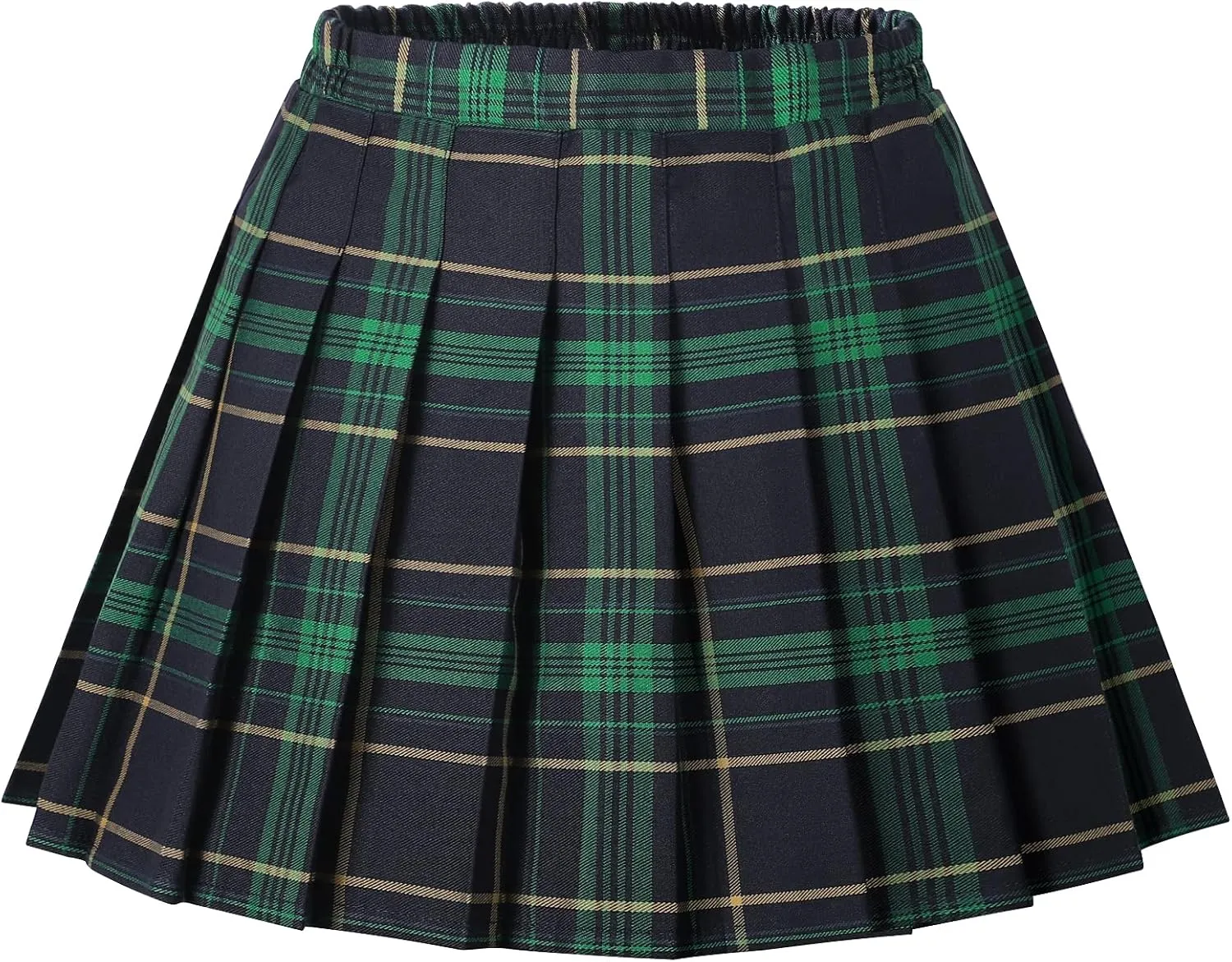 Auranso Girls Pleated Skirt Kids Tennis Elastic Waist Uniform Plaid Skirt 4-14 Y