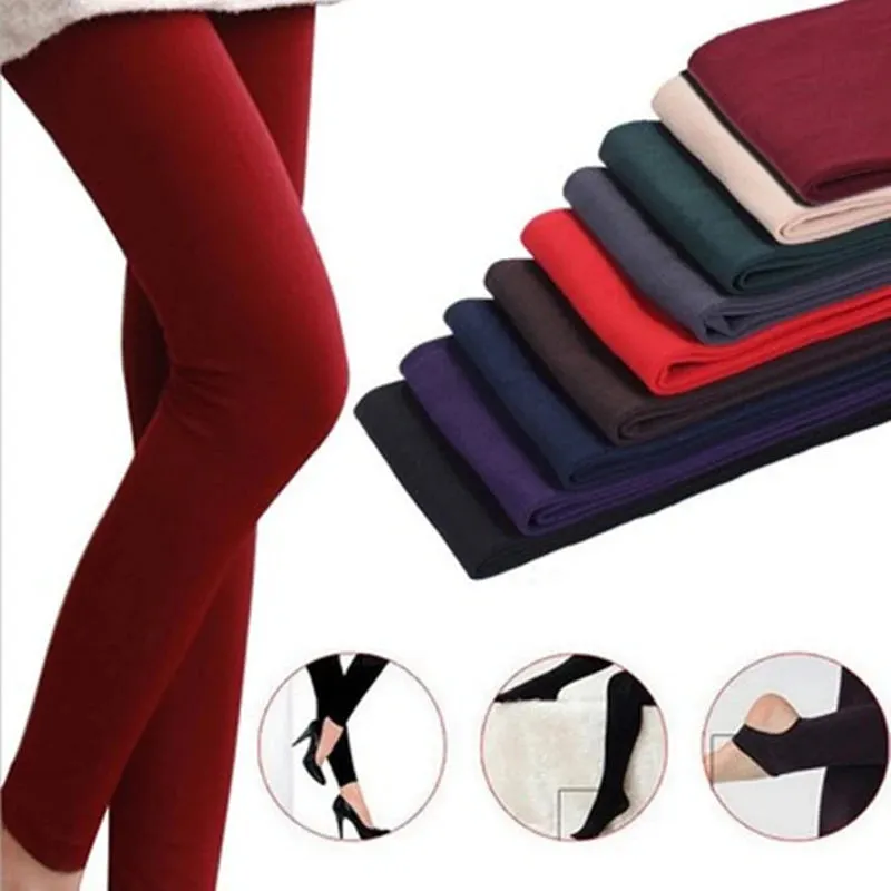 Autumn Winter Thermal Leggings Women High Waist Slim Pants