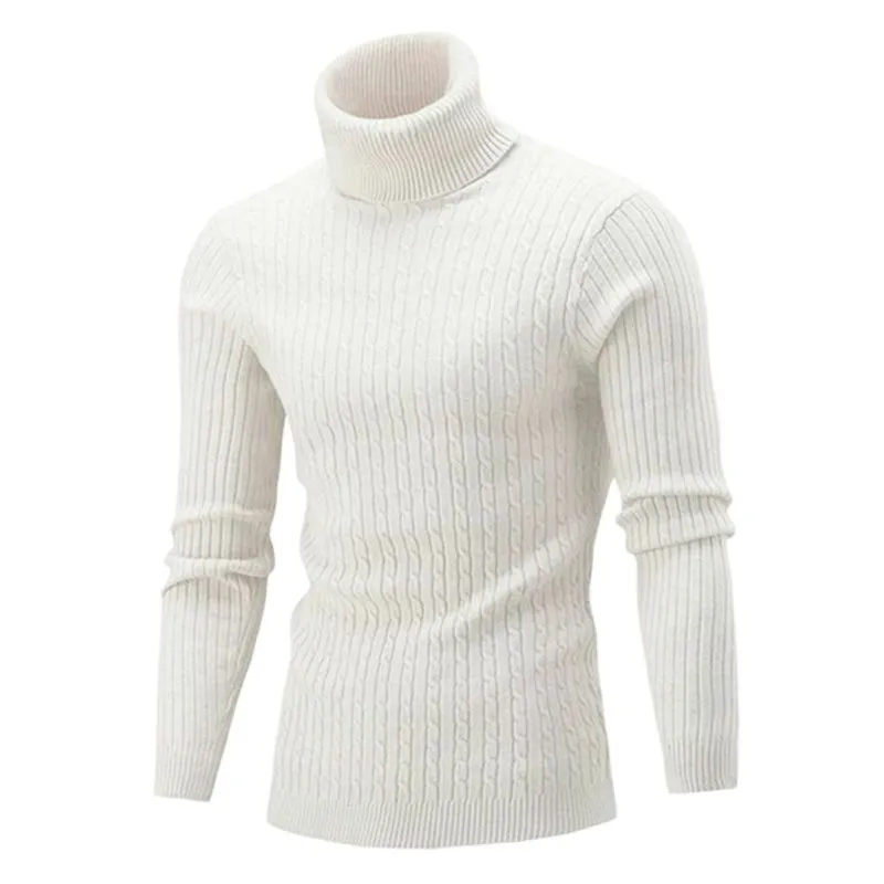 Autumn Winter Turtleneck Sweater Knitting Pullovers Rollneck Knitted Sweater Warm Men Jumper Slim Fit Casual Sweater