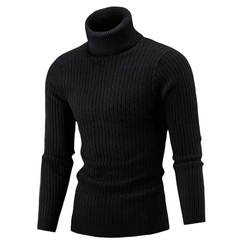 Autumn Winter Turtleneck Sweater Knitting Pullovers Rollneck Knitted Sweater Warm Men Jumper Slim Fit Casual Sweater