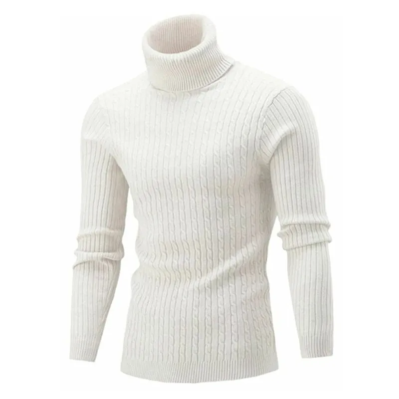 Autumn Winter Turtleneck Sweater Knitting Pullovers Rollneck Knitted Sweater Warm Men Jumper Slim Fit Casual Sweater