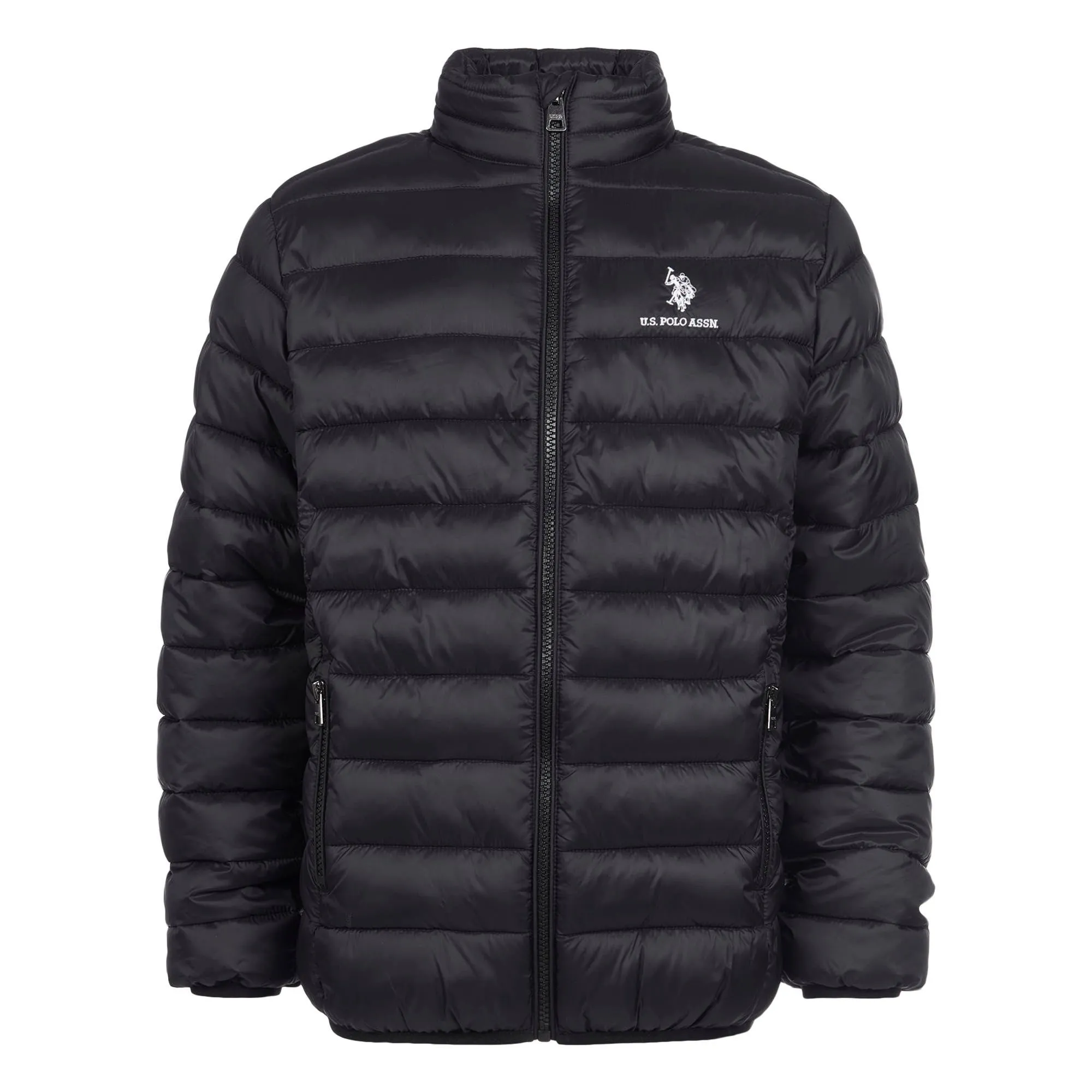 Boys Lightweight Bound Quilted Jacket in Black Bright White DHM