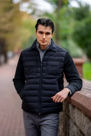 Brabion Men's Black Padded Hybrid Jacket