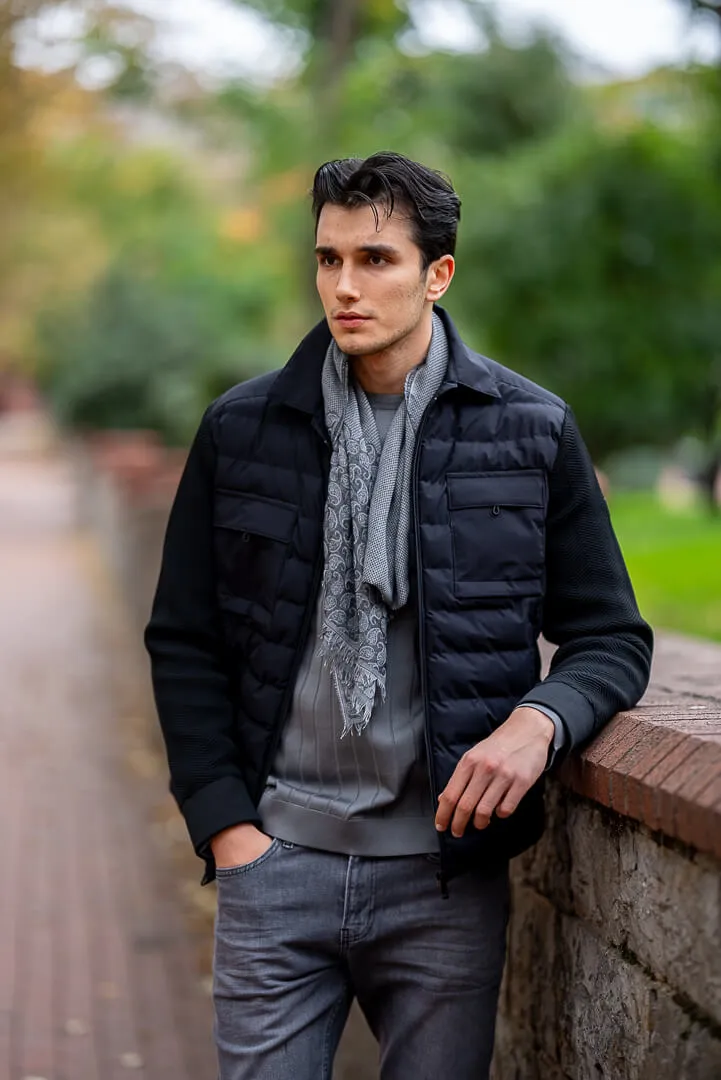 Brabion Men's Black Padded Hybrid Jacket