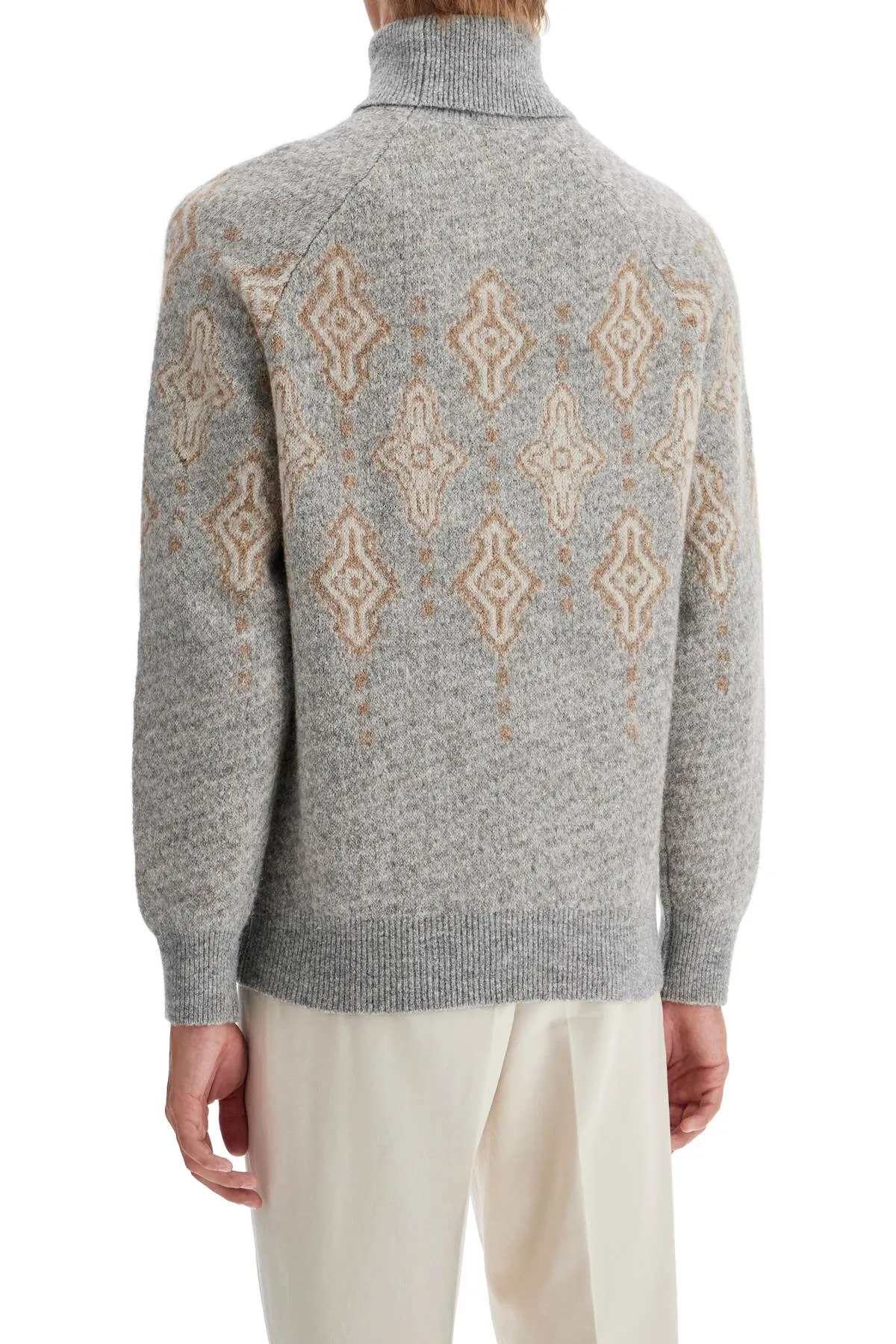 Brunello Cucinelli Geometric Jacquard Turtleneck Sweater