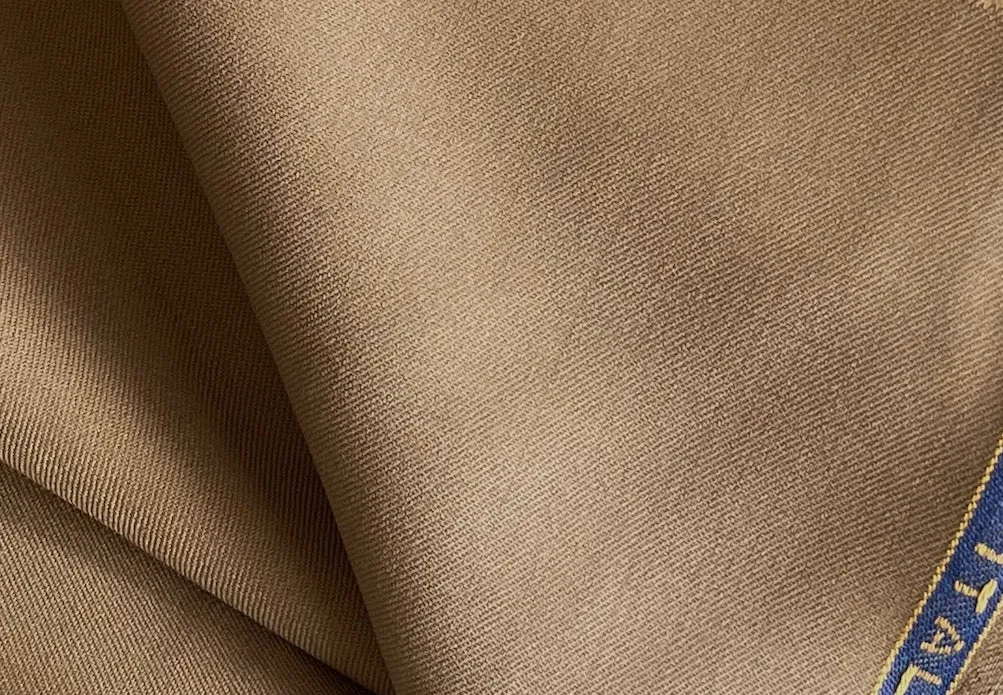 Camel Super 120s Selvedged Wool gabardine Suiting  (Made in Italy)