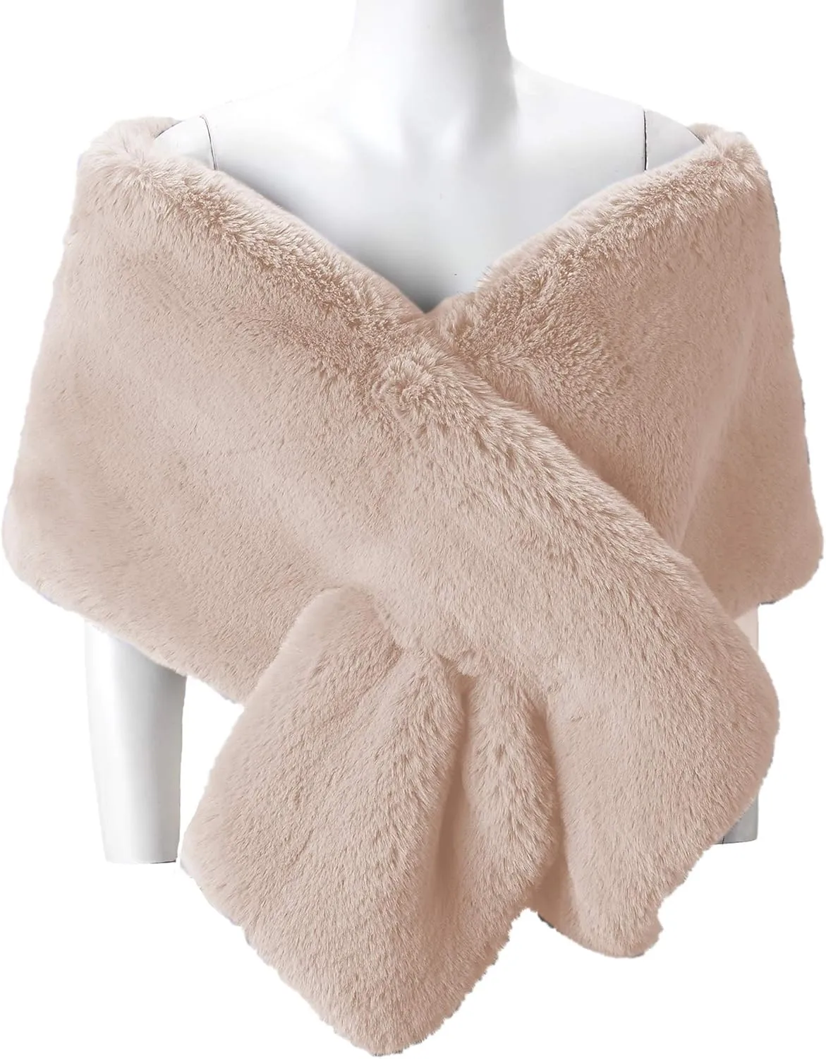 Caracilia Women Luxury Faux Fur Coat Jackets Wrap Cape Shawl for Wedding Party