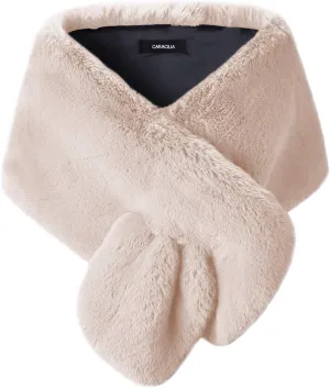 Caracilia Women Luxury Faux Fur Coat Jackets Wrap Cape Shawl for Wedding Party
