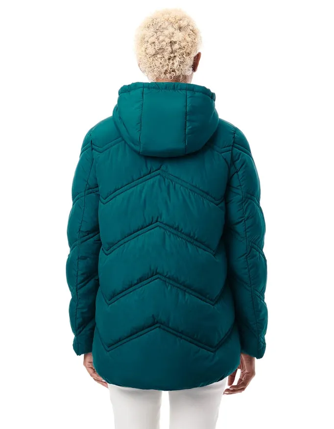 Chevron Quilt Hooded Puffer Poseidon