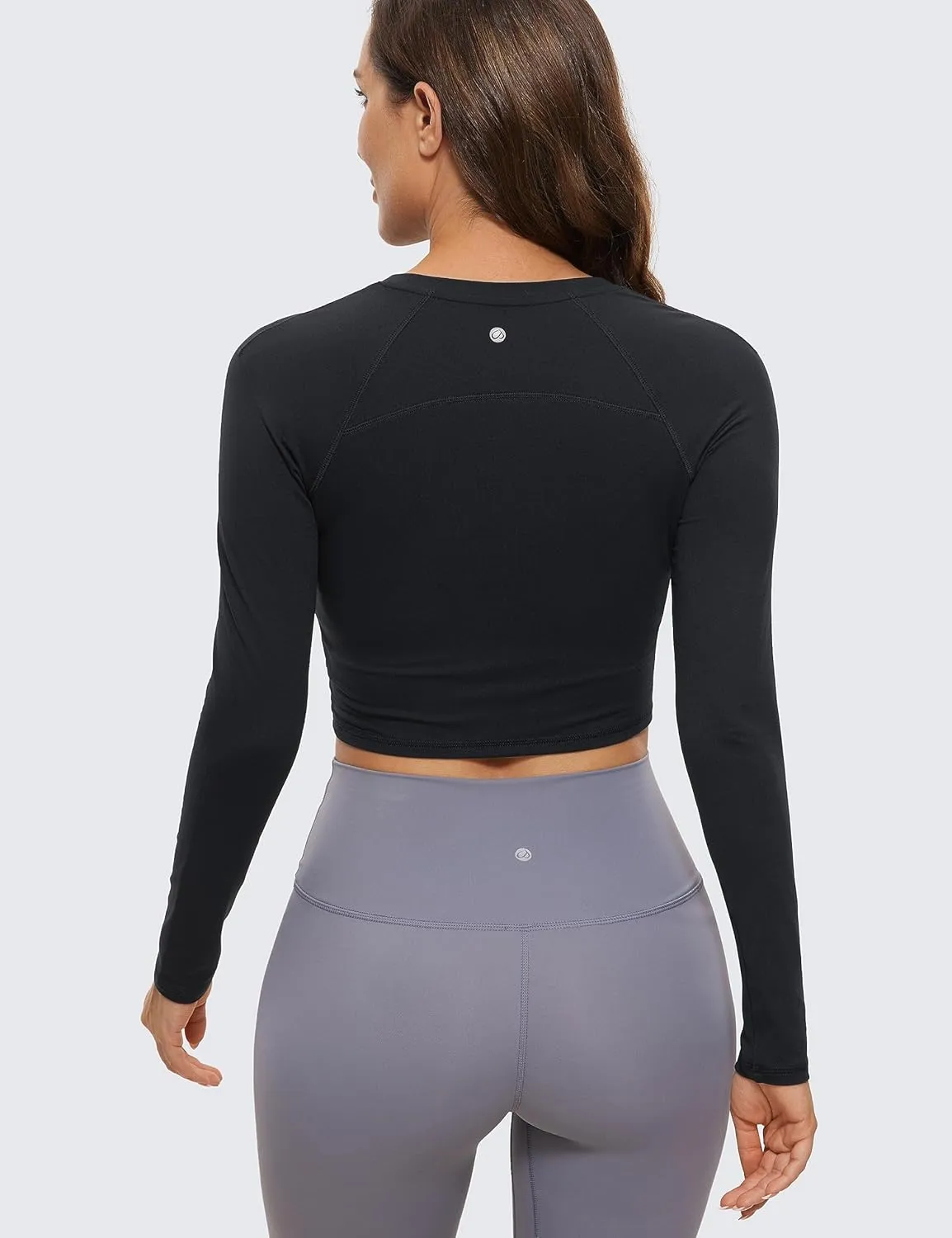 CRZ YOGA Womens Long Sleeve Crop Workout Tops Athletic Yoga Running Cropped T-Shirt Slim Fit Gym Shirts