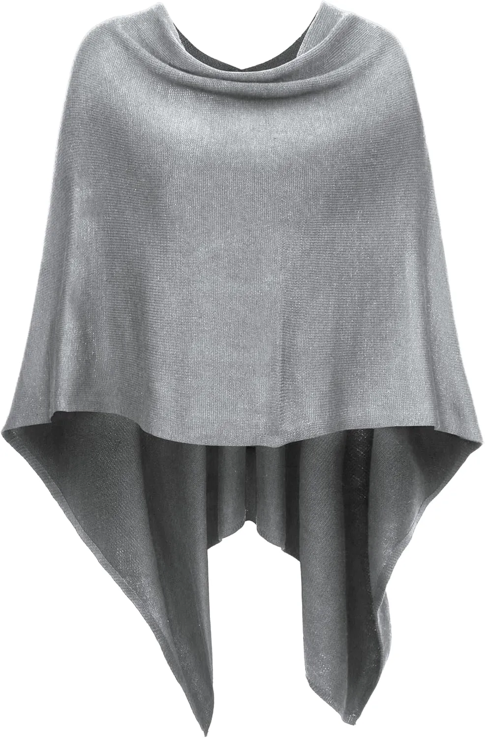 DJT Womens Solid Knit Short Asymmetric Wrap Poncho Topper