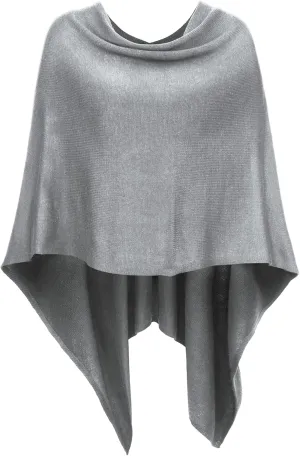 DJT Womens Solid Knit Short Asymmetric Wrap Poncho Topper