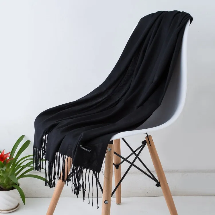 Elegant Pashmina Cashmere Shawl Scarf - Office wear Elegant Wraps Female Hijab Thin Shawl Head Scarves Foulard Stoles