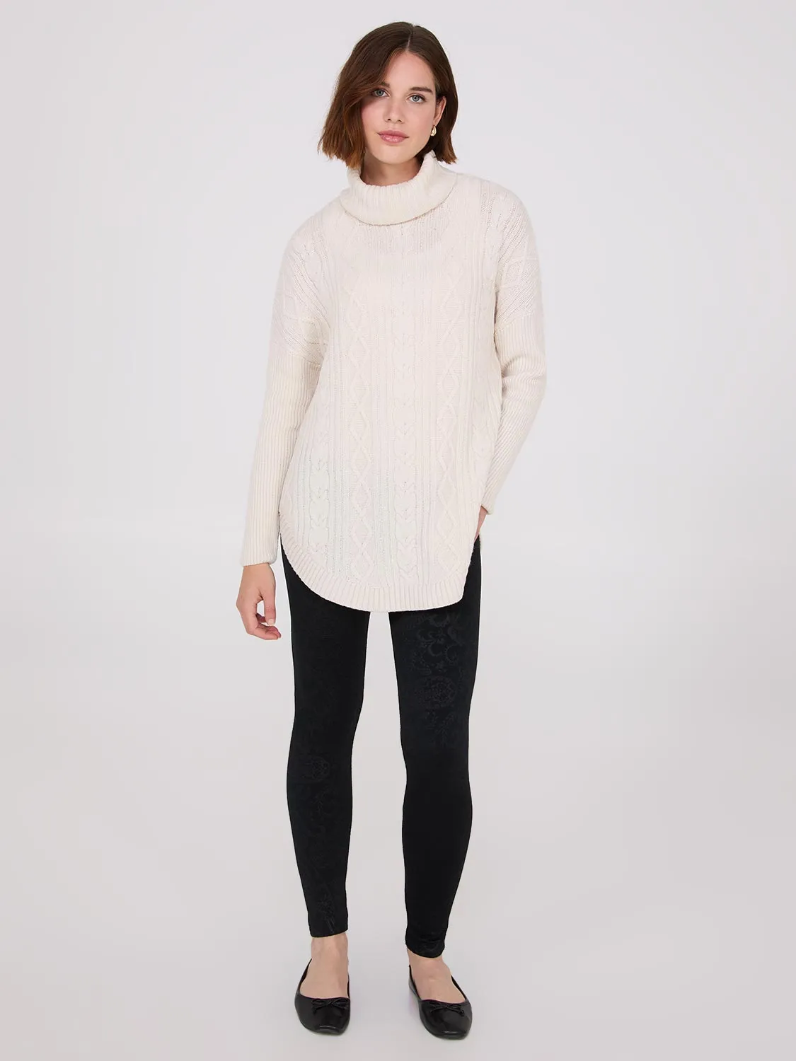 Embossed Paisley Print Fleece Lined Leggings