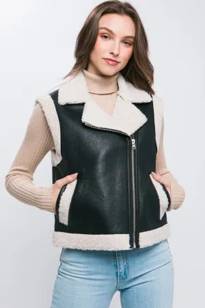 Faux Black Leather Vest