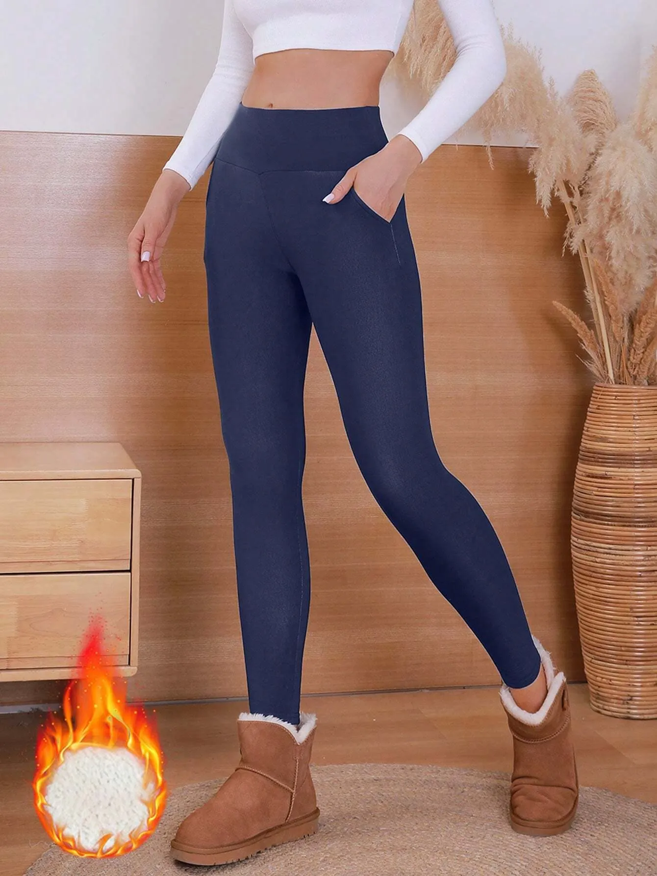 Fleece Lined Thick Pocket Leggings
