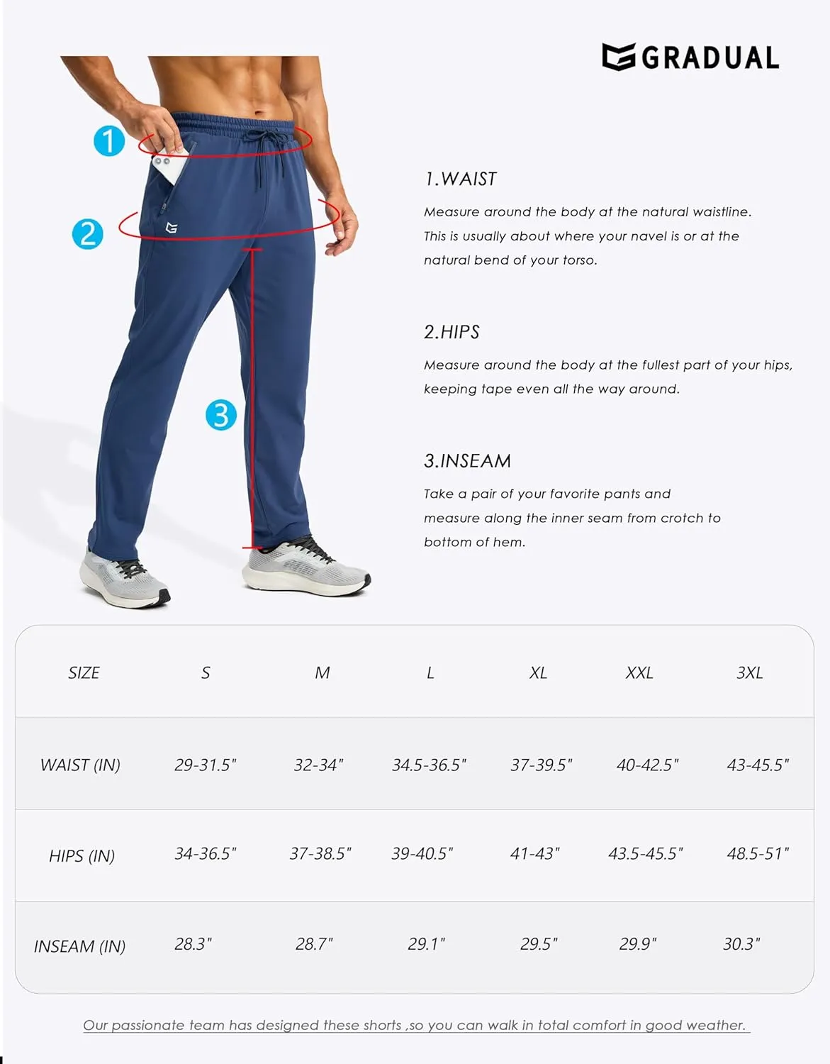 G Gradual Men's Fleece Lined Winter Pants with 3 Zipper Pockets Warm Athletic Joggers Workout Running Sweatpants for Men