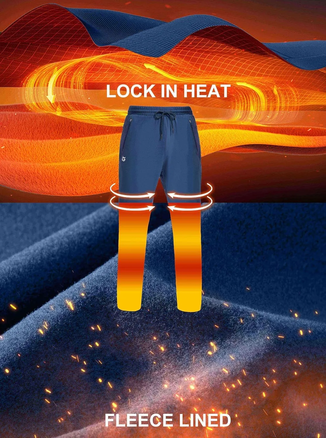 G Gradual Men's Fleece Lined Winter Pants with 3 Zipper Pockets Warm Athletic Joggers Workout Running Sweatpants for Men