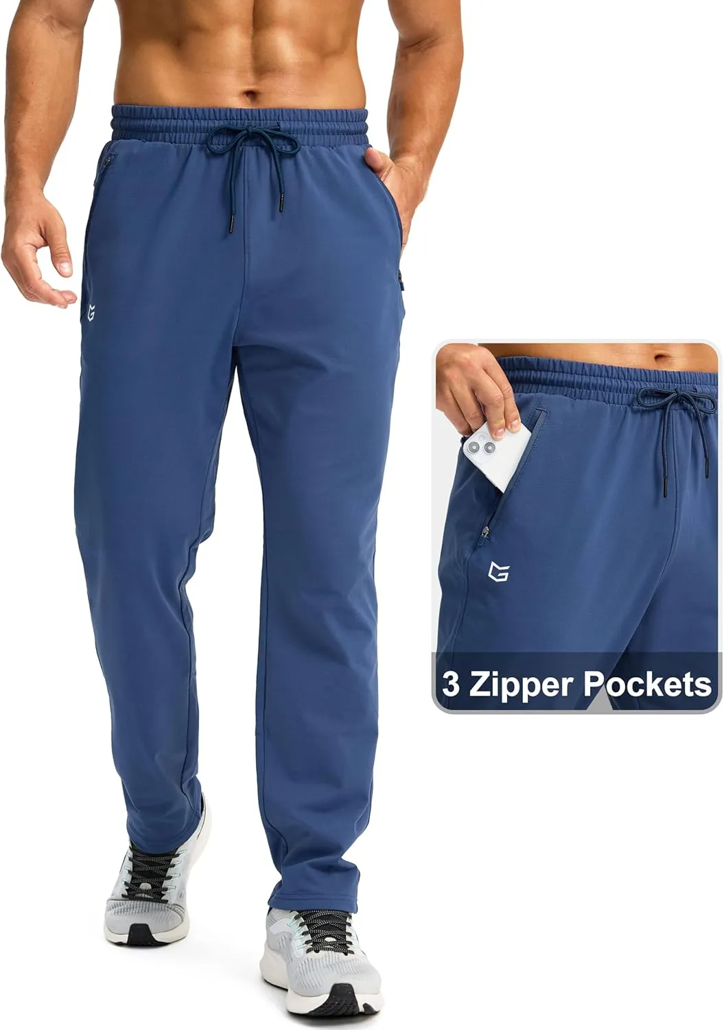 G Gradual Men's Fleece Lined Winter Pants with 3 Zipper Pockets Warm Athletic Joggers Workout Running Sweatpants for Men