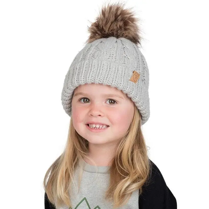 Grey Cable Knit Twinning Beanies | Jan & Jul