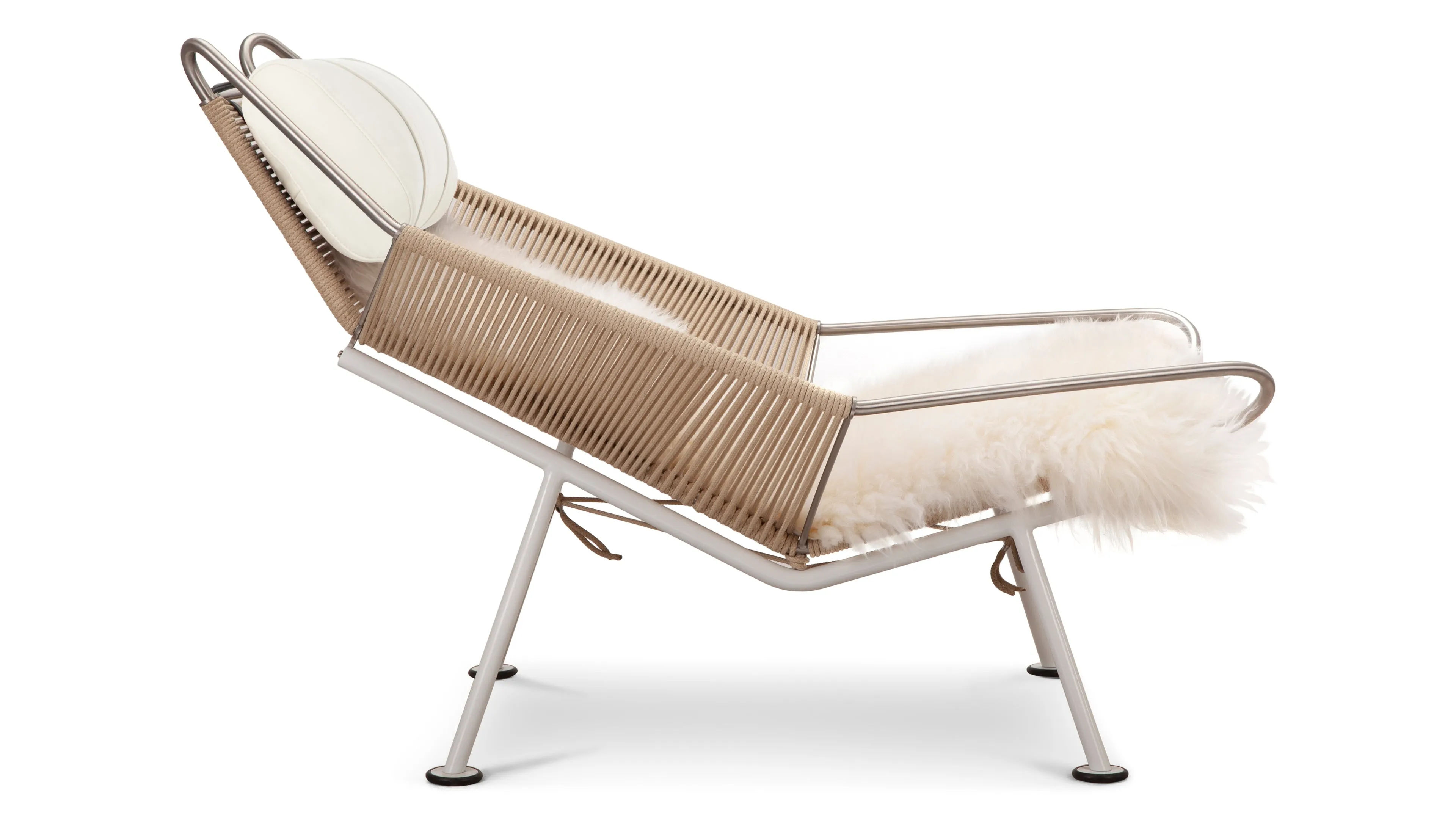 Halyard - Halyard Lounge Chair, Ivory Premium Leather and Icelandic Sheepskin