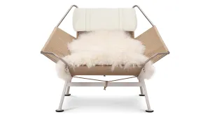 Halyard - Halyard Lounge Chair, Ivory Premium Leather and Icelandic Sheepskin