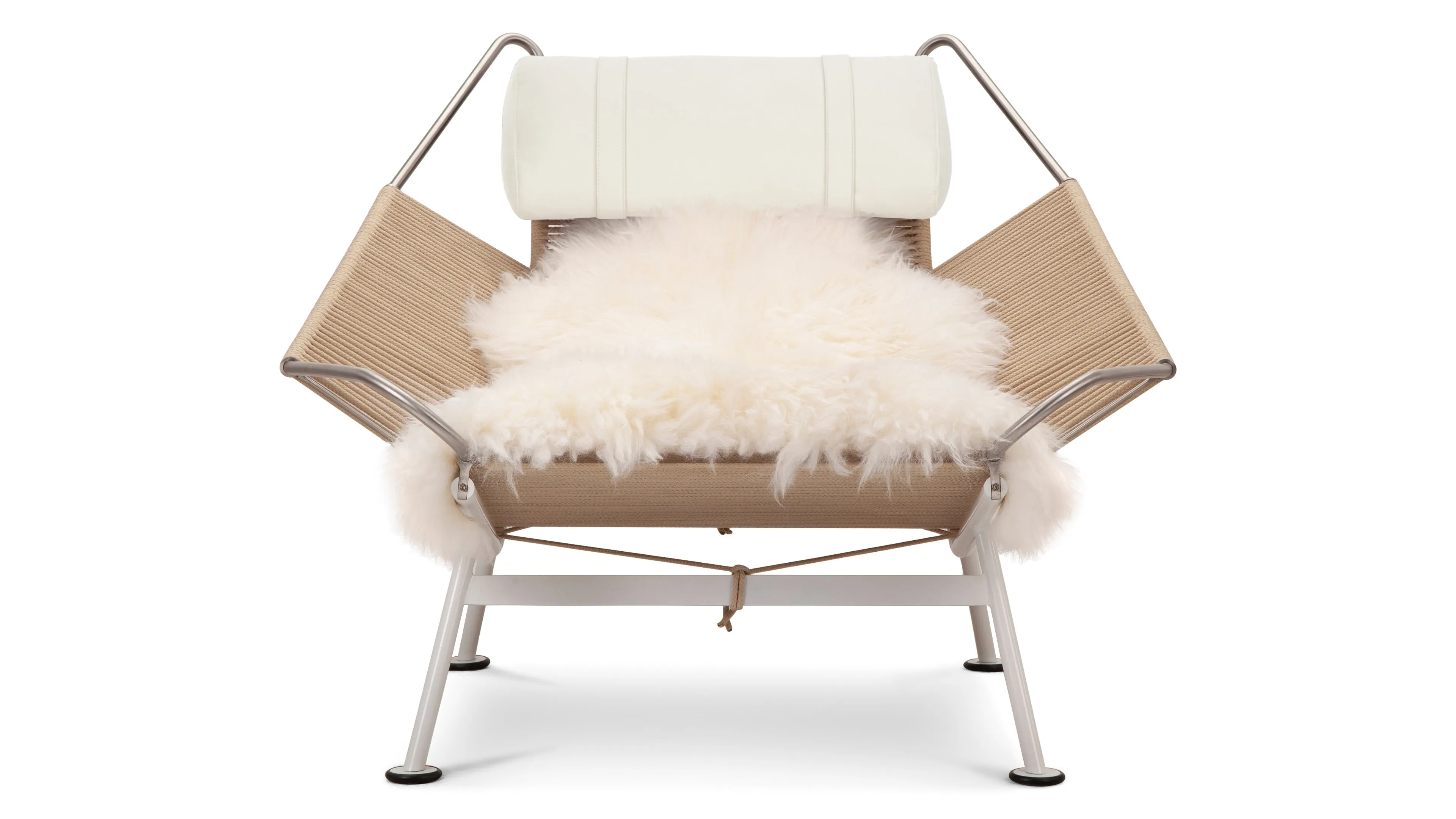 Halyard - Halyard Lounge Chair, Ivory Premium Leather and Icelandic Sheepskin