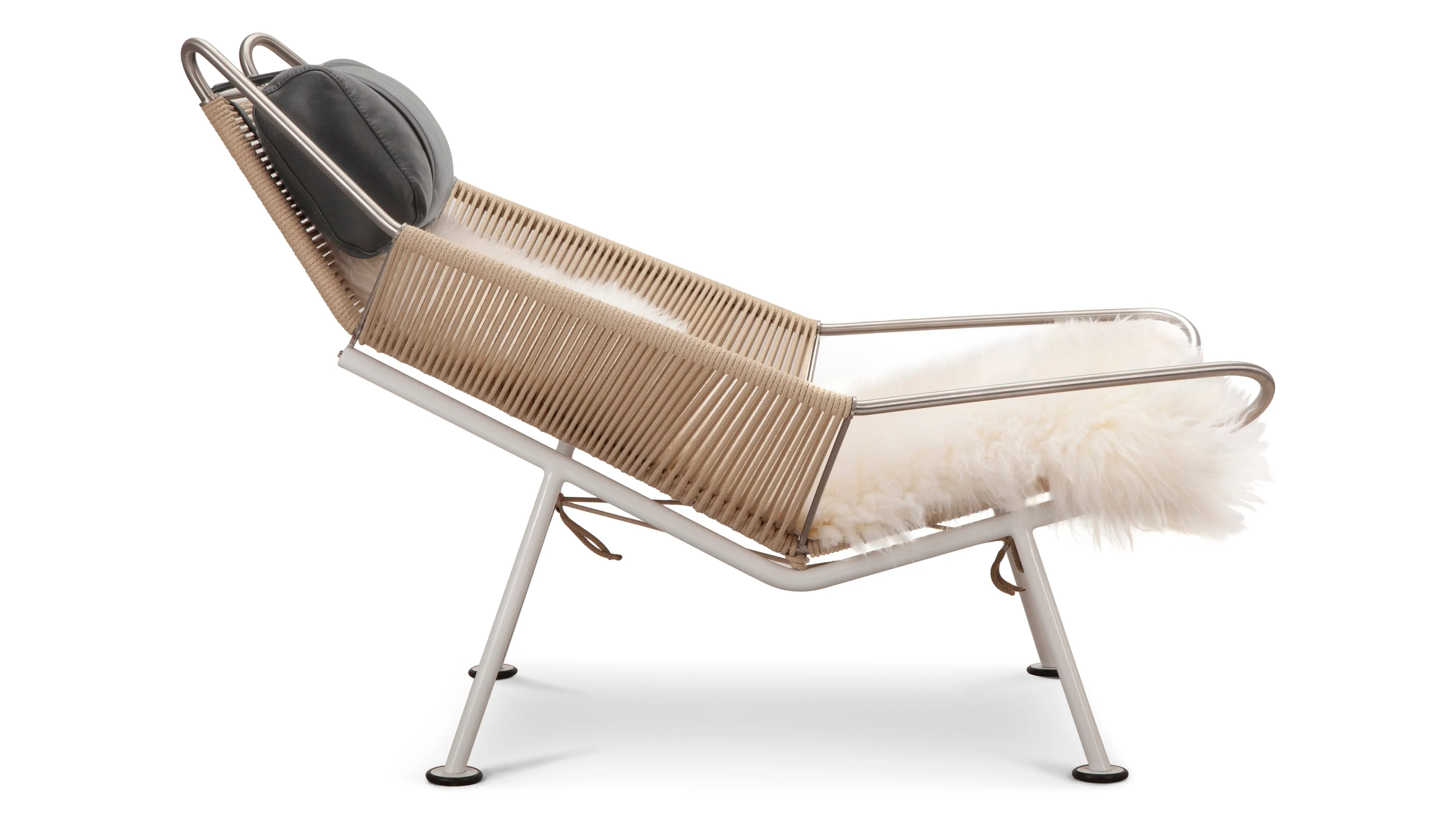 Halyard - Halyard Lounge Chair, Midnight Black Premium Leather and Icelandic Sheepskin
