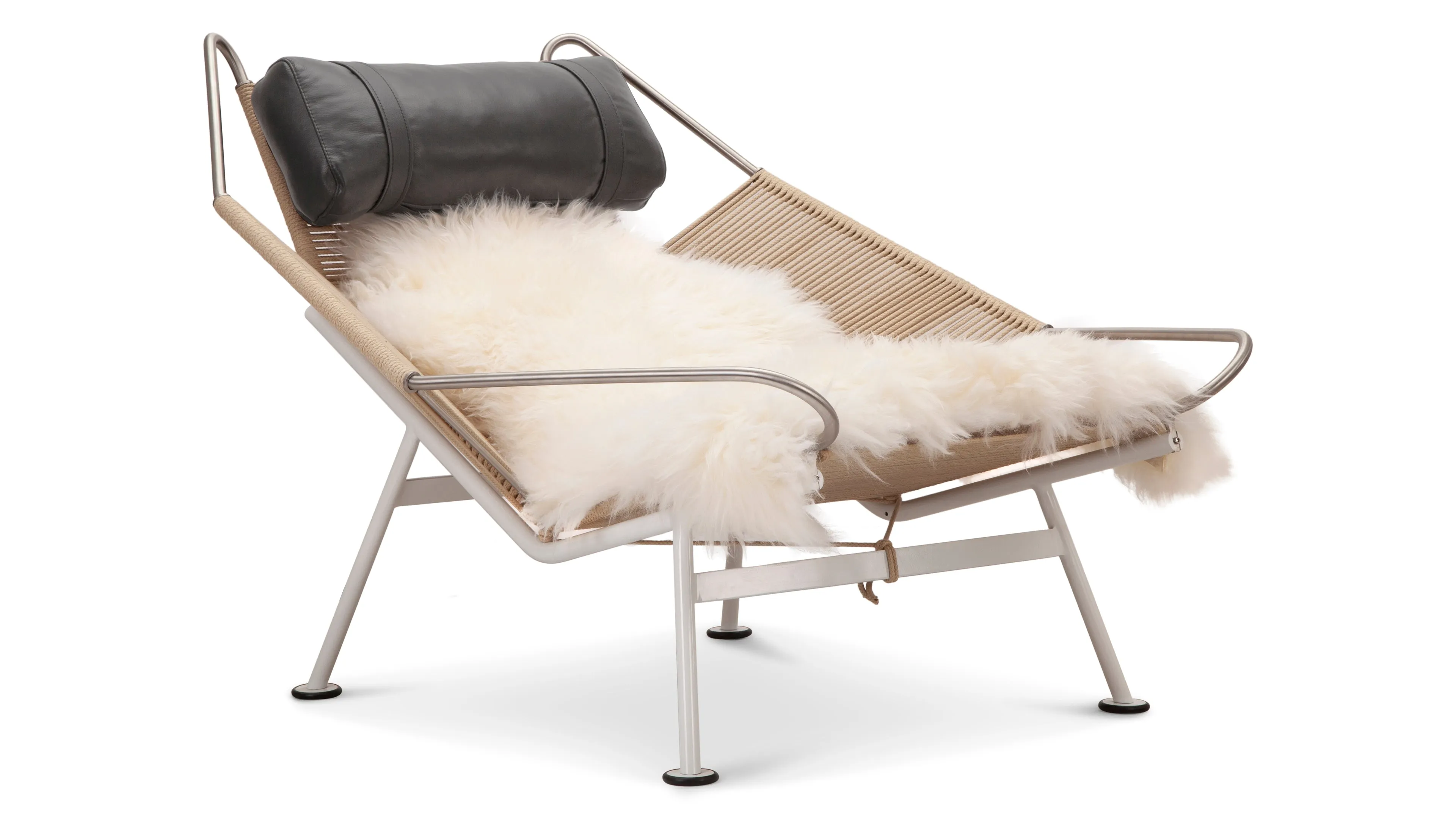 Halyard - Halyard Lounge Chair, Midnight Black Premium Leather and Icelandic Sheepskin