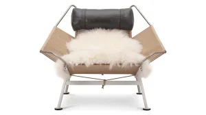 Halyard - Halyard Lounge Chair, Midnight Black Premium Leather and Icelandic Sheepskin