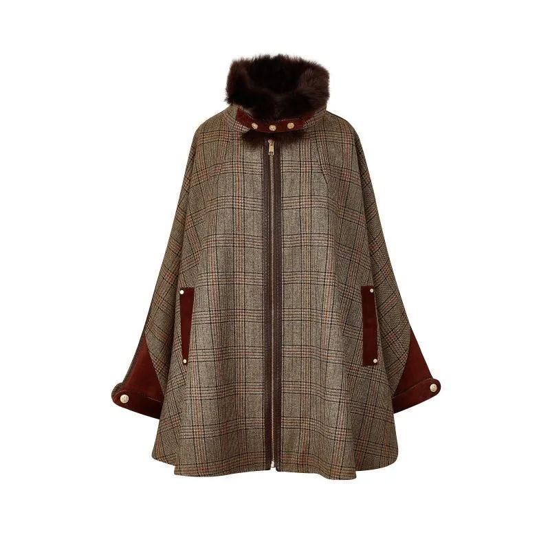 Holland Cooper Chiltern Ladies Tweed Cape - Bourbon Tweed
