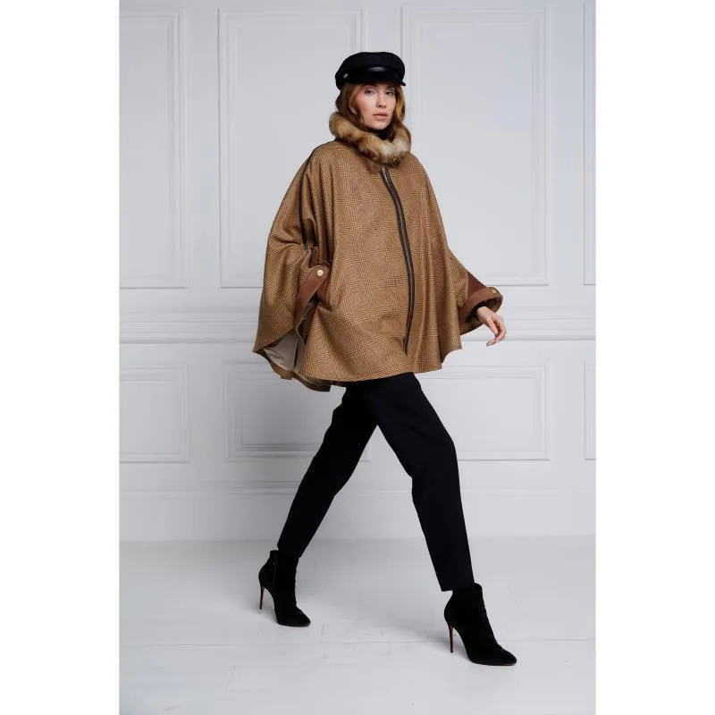 Holland Cooper Chiltern Ladies Tweed Cape - Tawny