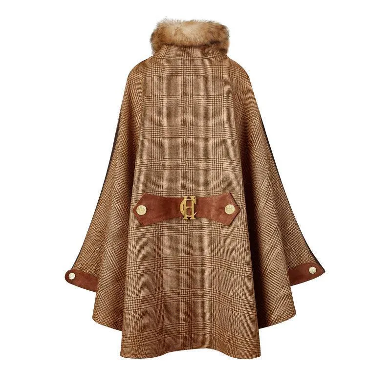 Holland Cooper Chiltern Ladies Tweed Cape - Tawny
