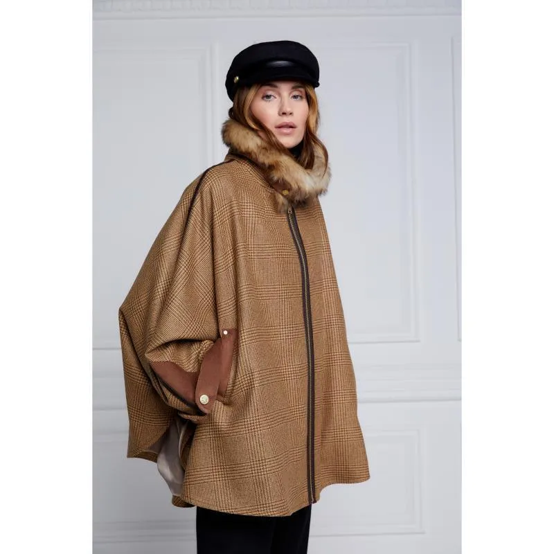 Holland Cooper Chiltern Ladies Tweed Cape - Tawny