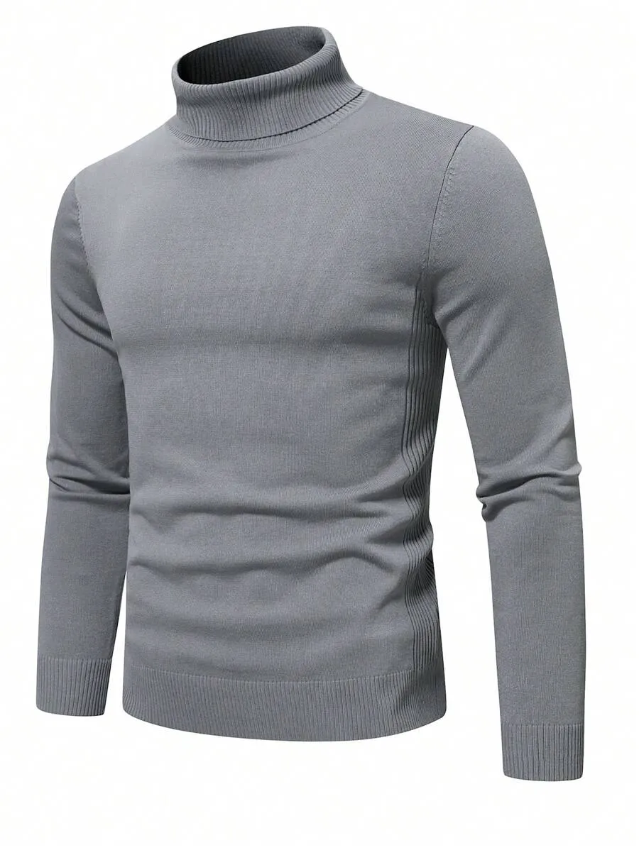Homme Men Solid Turtleneck Sweater