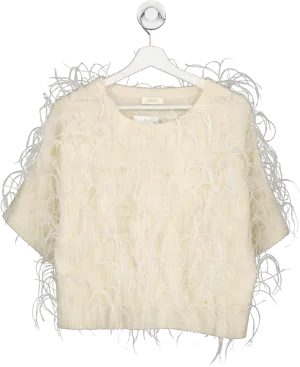 Lapointe Cream Alpaca Silk Feather Top UK S
