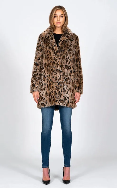 Long Faux Fur Coat - Leopard