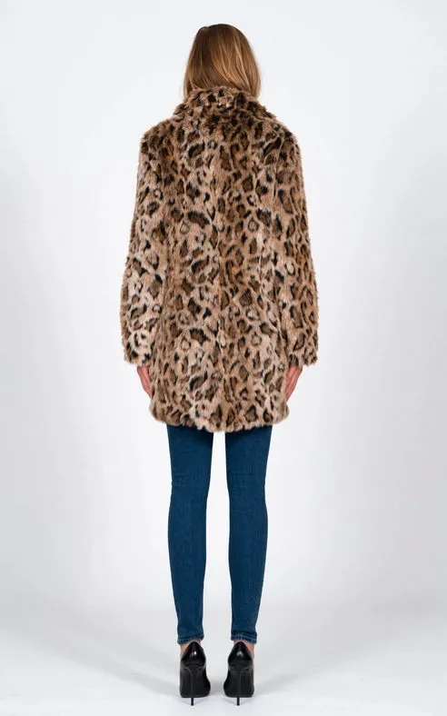 Long Faux Fur Coat - Leopard
