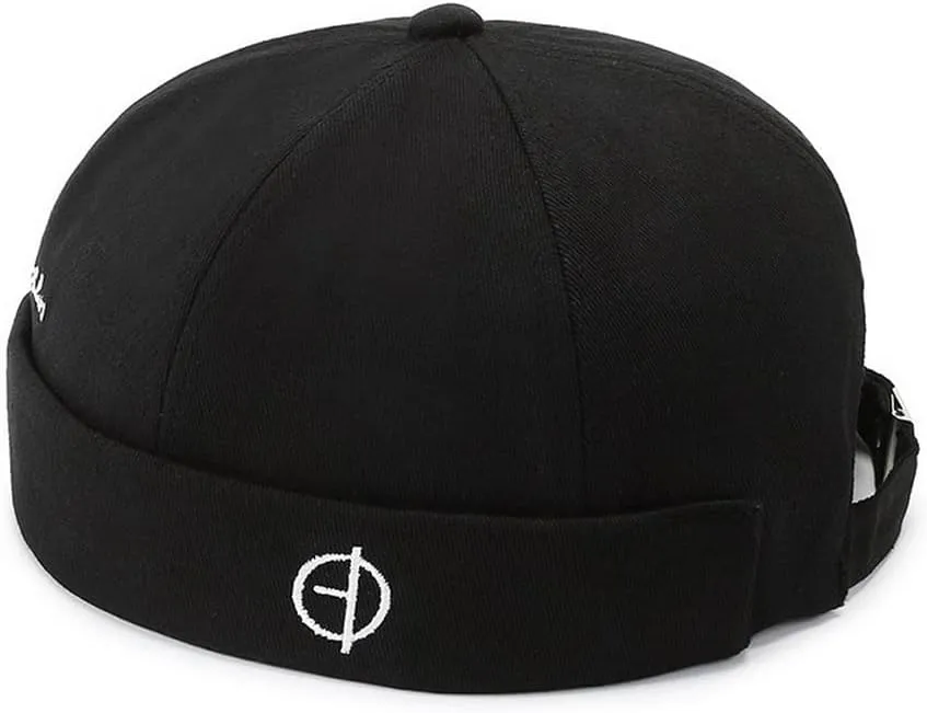 Men's Cotton Skullcap Sailor Brimless Retro Rolled Cuff Docker Hats Beanies Street Casual Beanie Caps