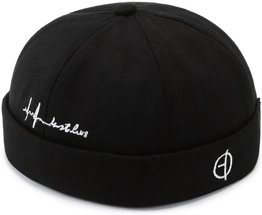Men's Cotton Skullcap Sailor Brimless Retro Rolled Cuff Docker Hats Beanies Street Casual Beanie Caps