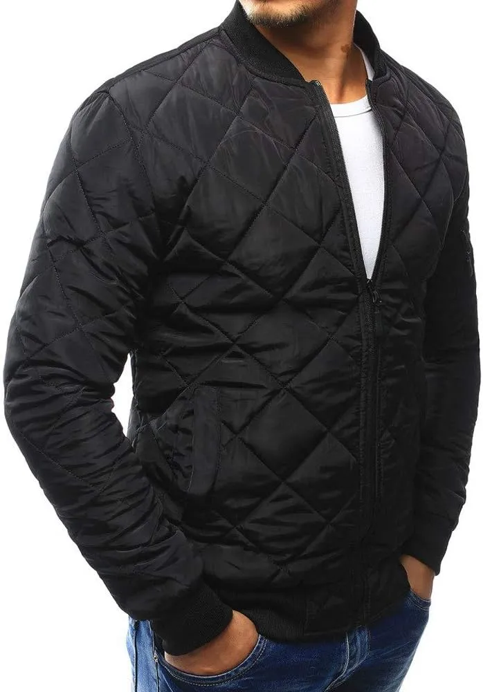 Mens Flight Bomber Jacket Diamond Quilted Varsity Jackets Winter Warm Padded Coats Outwear