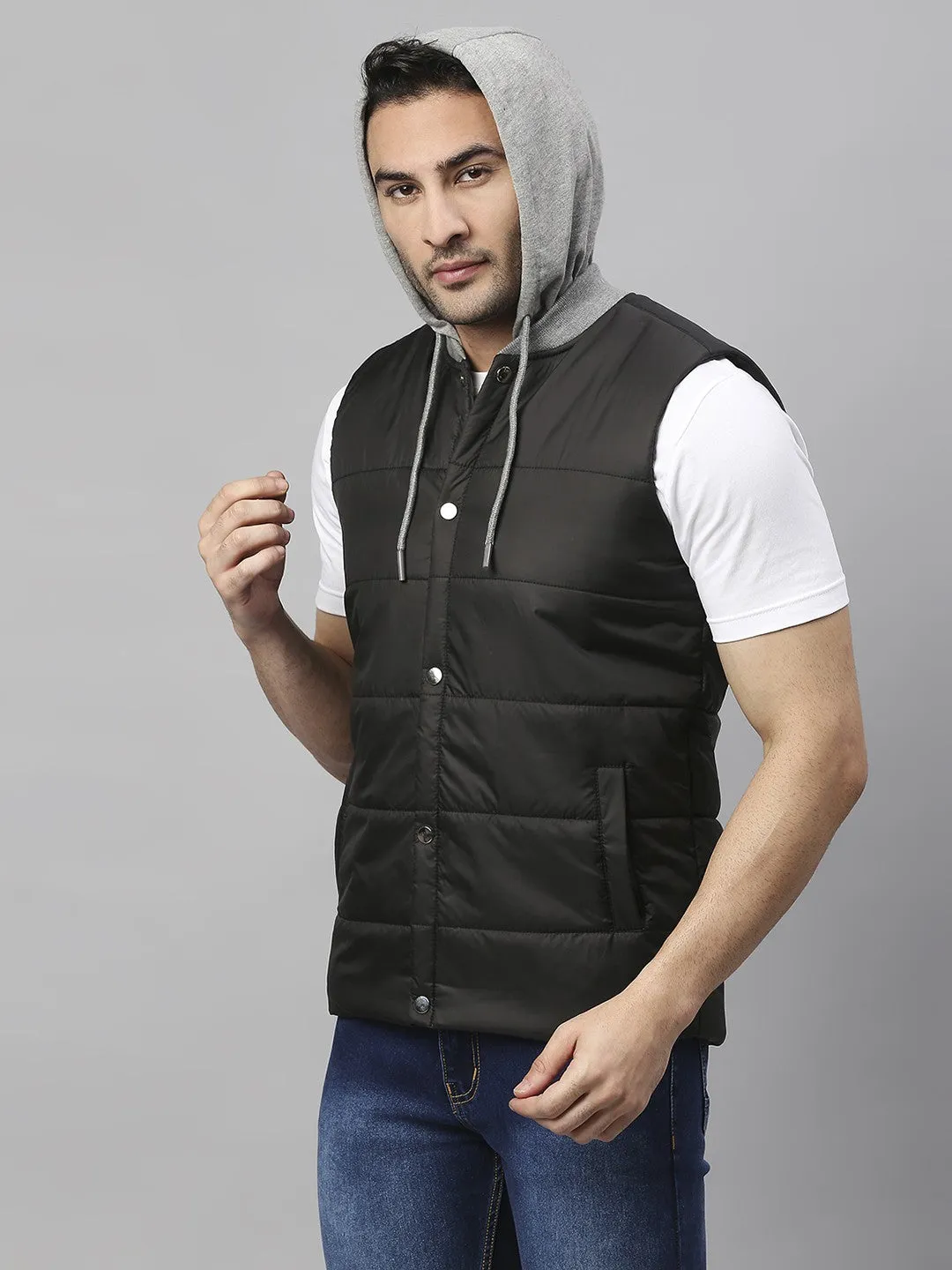 Mens Sleeveless Jacket - Lightweight Casual Winterwear  (Black)