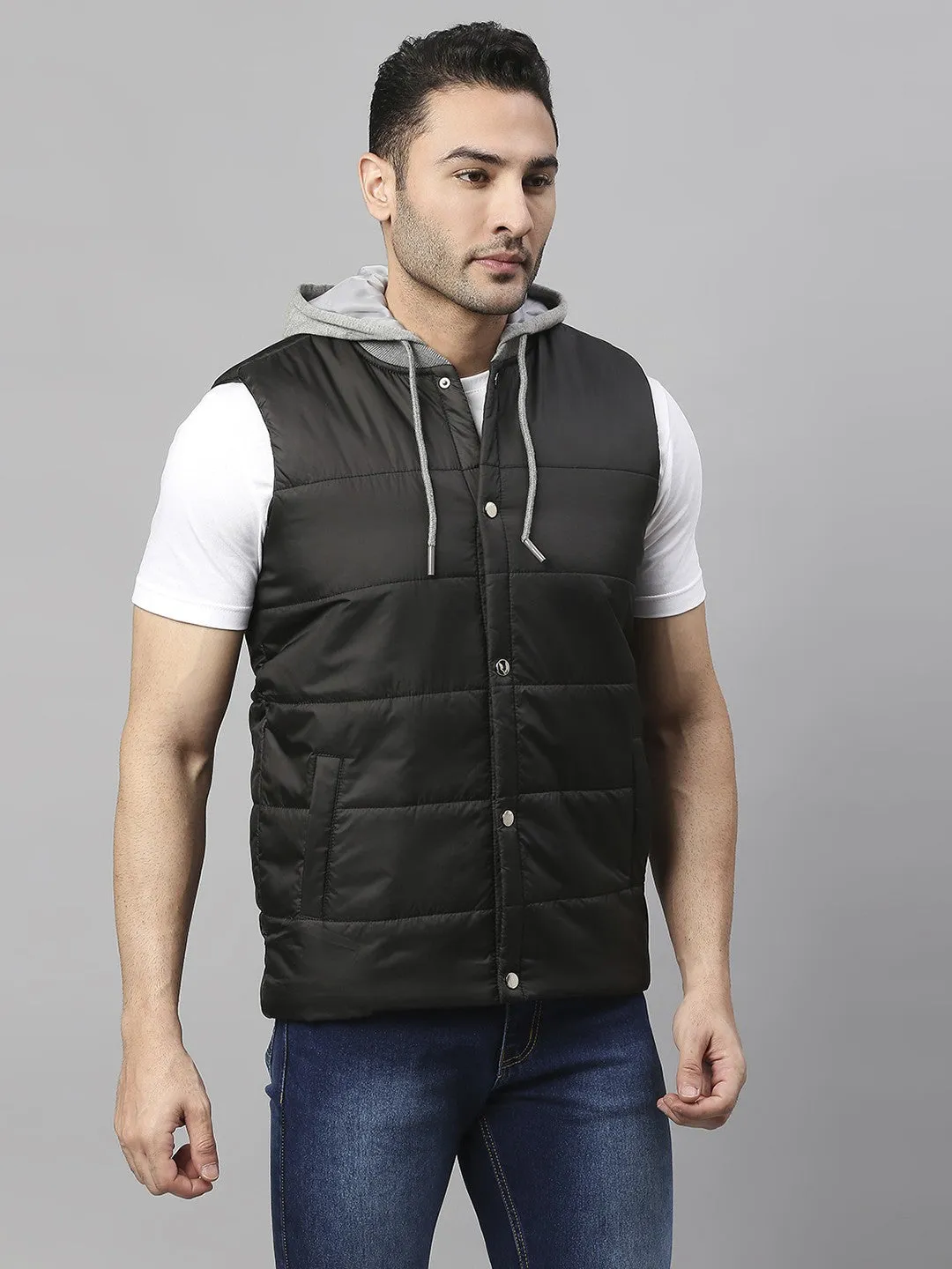 Mens Sleeveless Jacket - Lightweight Casual Winterwear  (Black)