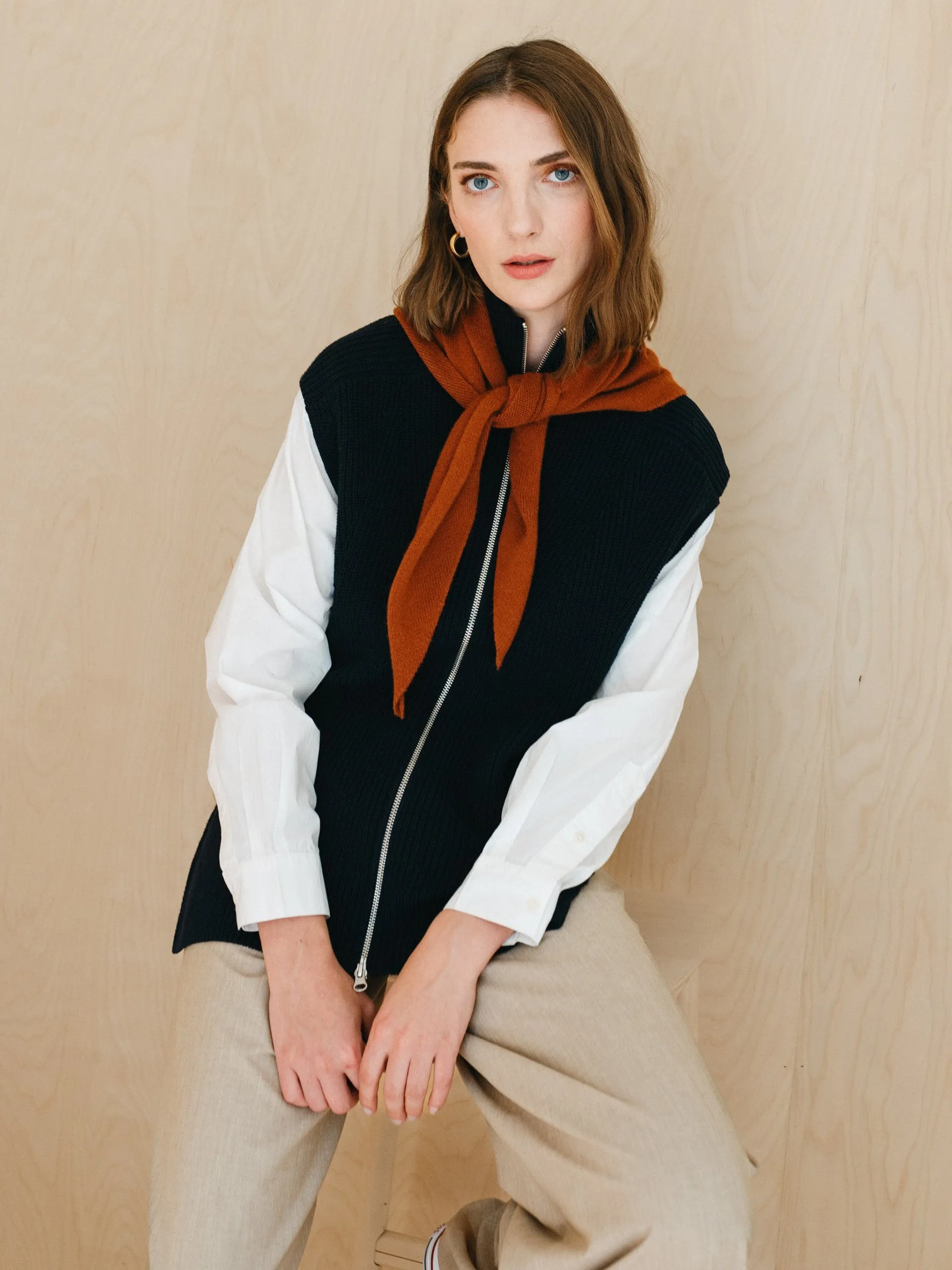 Merino Triangle Scarf in Rust