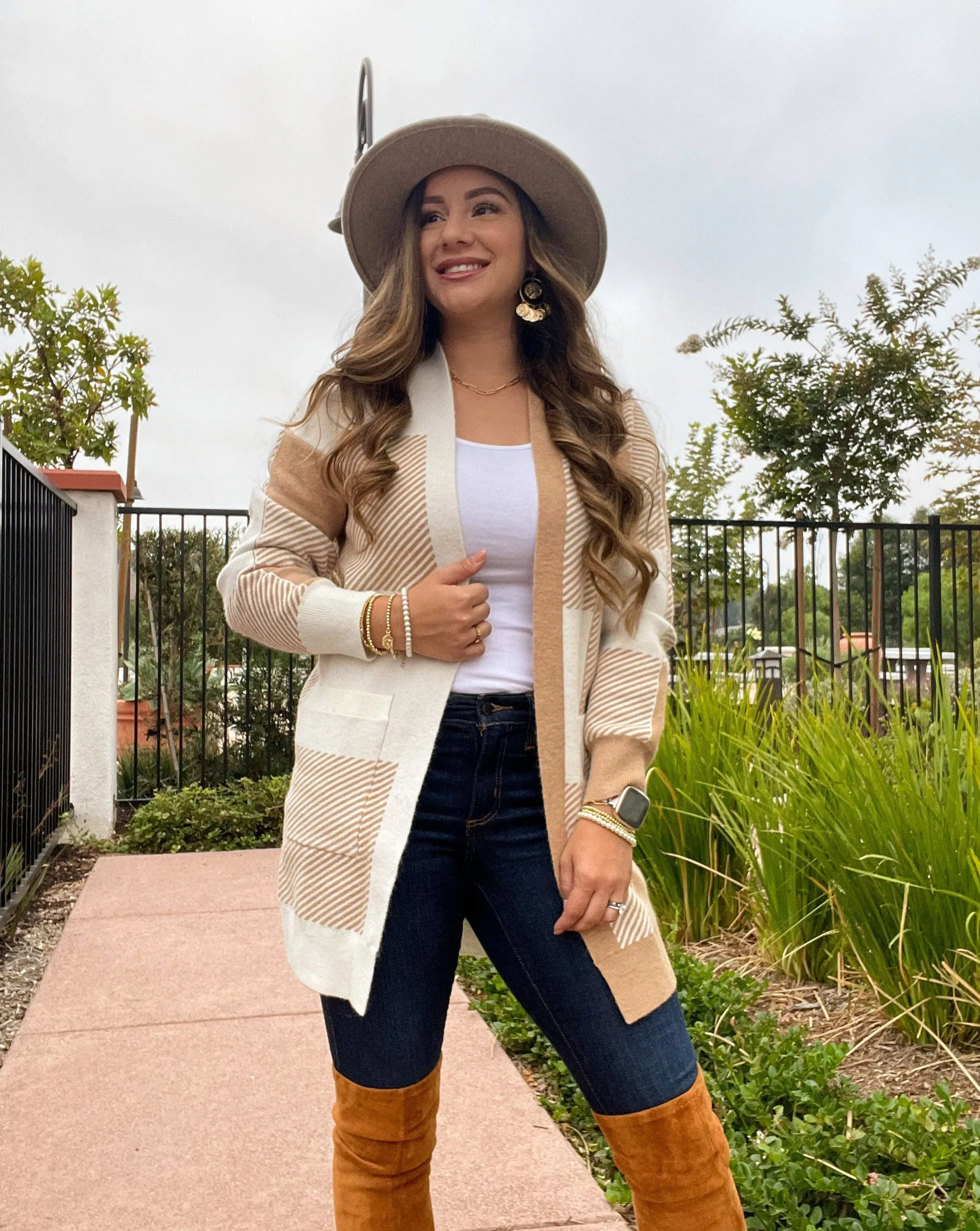 MEROKEETY Long Sleeve Plaid Pockets Sweater Cardigan