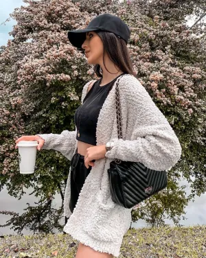 MEROKEETY Popcorn Batwing Sleeve Oversized Cardigan